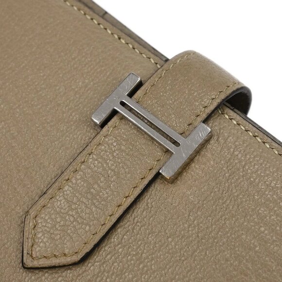 Hermes Gris Tourterelle Mysore Bearn Soufre Bifold Long Wallet - Picture 8 of 8